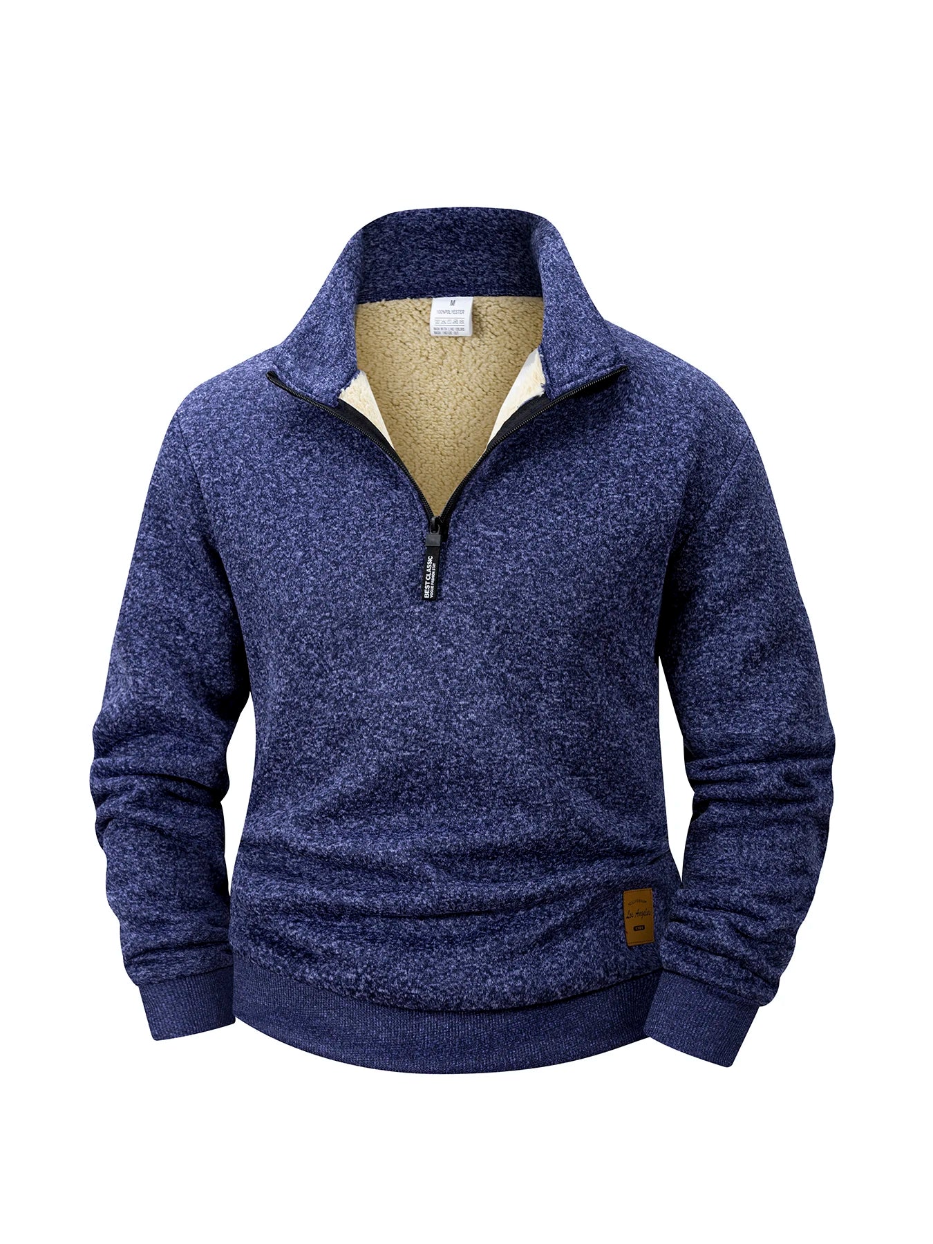 Sweatshirt Homme Polaire Intérieur Chaud Hiver Demi-Zip Col Montant Couleur Unie Outdoor Confortable | Pull Polaire Demi-Zip Premium