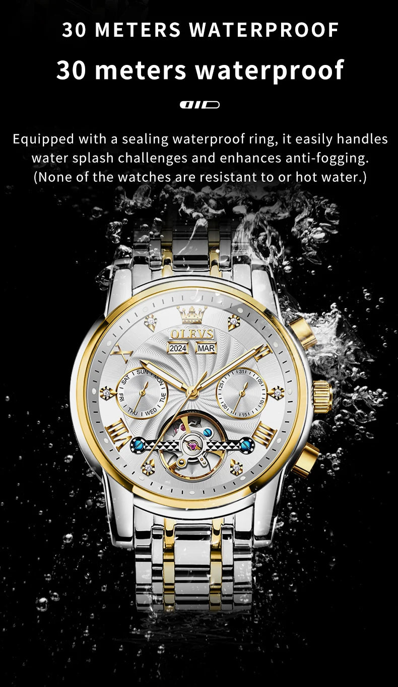 Montre Mécanique Automatique Luxe Homme OLEVS 7088 – Grand Cadran Lumineux Étanche Cadeau