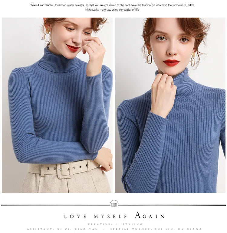 Pull Col Roulé Cachemire Ultra-Doux Femme - Tricot Basique Chic Automne Hiver | Heliar