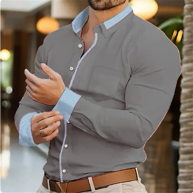 Chemise Homme Business Col Revers Bureau Casual Outdoor Street Douce Confortable Grande Taille XS-6XL Tendance Élégante – Chemise Premium Polyvalente | Mode Homme Business Premium