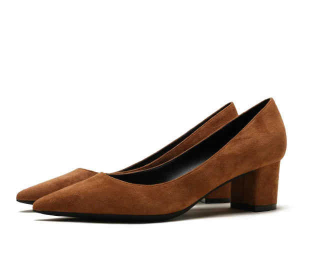 Escarpins Flock Stilettos 3 & 5CM Bout Pointu Slip-on – Rouge Marron Bleu Tailles 33-43
