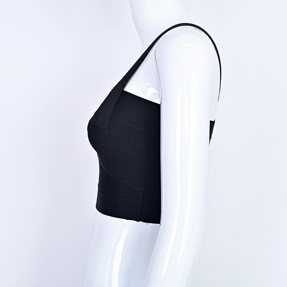 Crop Top Femme Bretelles Fines Bandage Élastique Vintage – Caraco Streetwear Blanc Noir Rouge | Soirée & Quotidien