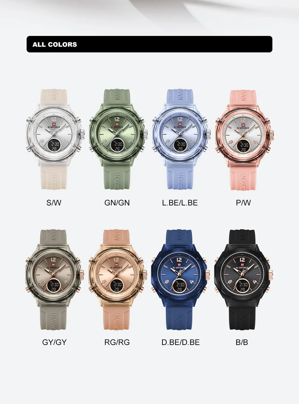 Montre Femme NAVIFORCE Sport Quartz LCD Digital – Étanche 50M Casual Fashion