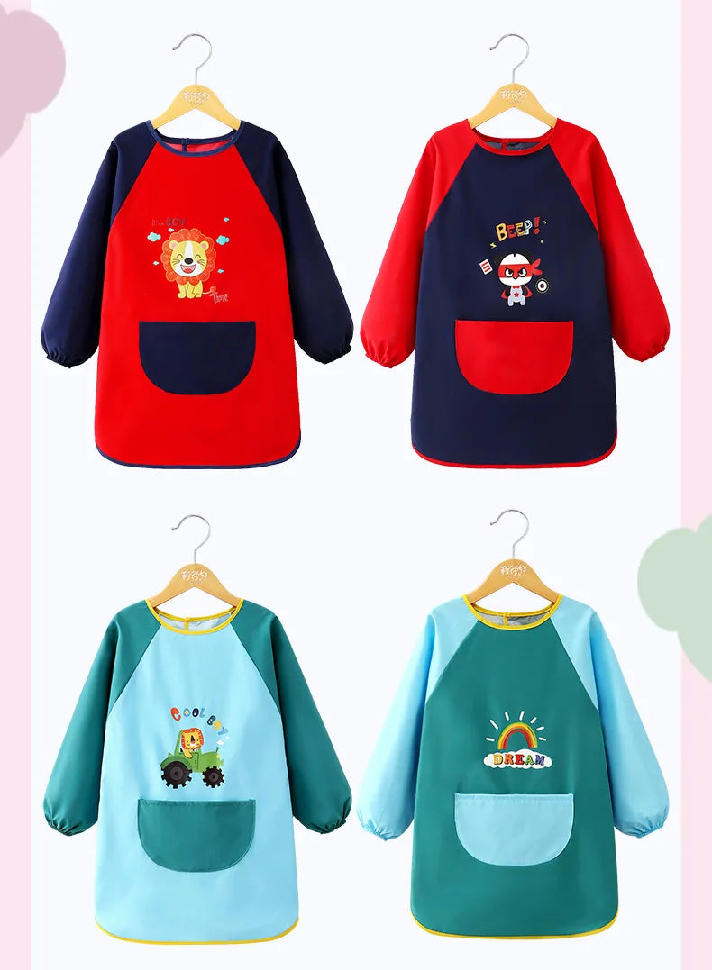 Tablier Imperméable Enfant – Blouse de Peinture Maternelle Repas Garçon Fille