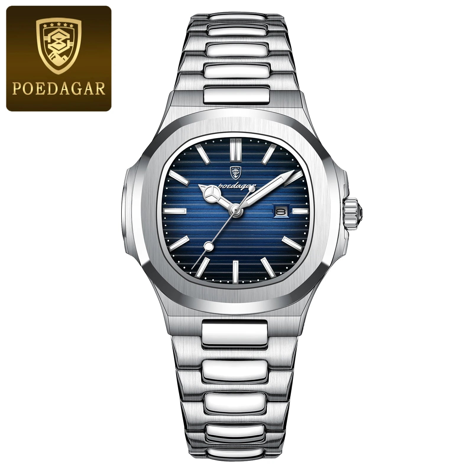 Montre Femme POEDAGAR Carrée Luxe Quartz – Lumineuse Étanche Date Acier Fashion