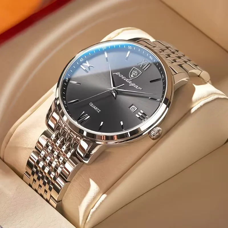Montre Homme POEDAGAR Luxe Sport Quartz – Acier Lumineux Étanche Date Business