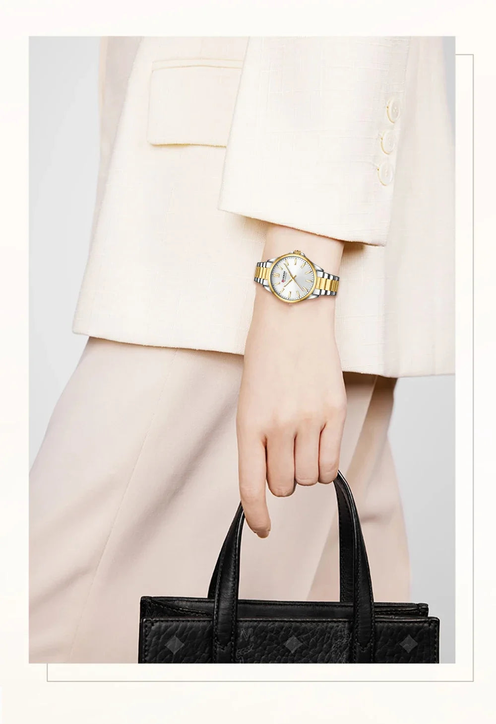 Montre Femme CURREN Fashion Casual Quartz – Acier Inoxydable Cadran Rond Simple Élégante
