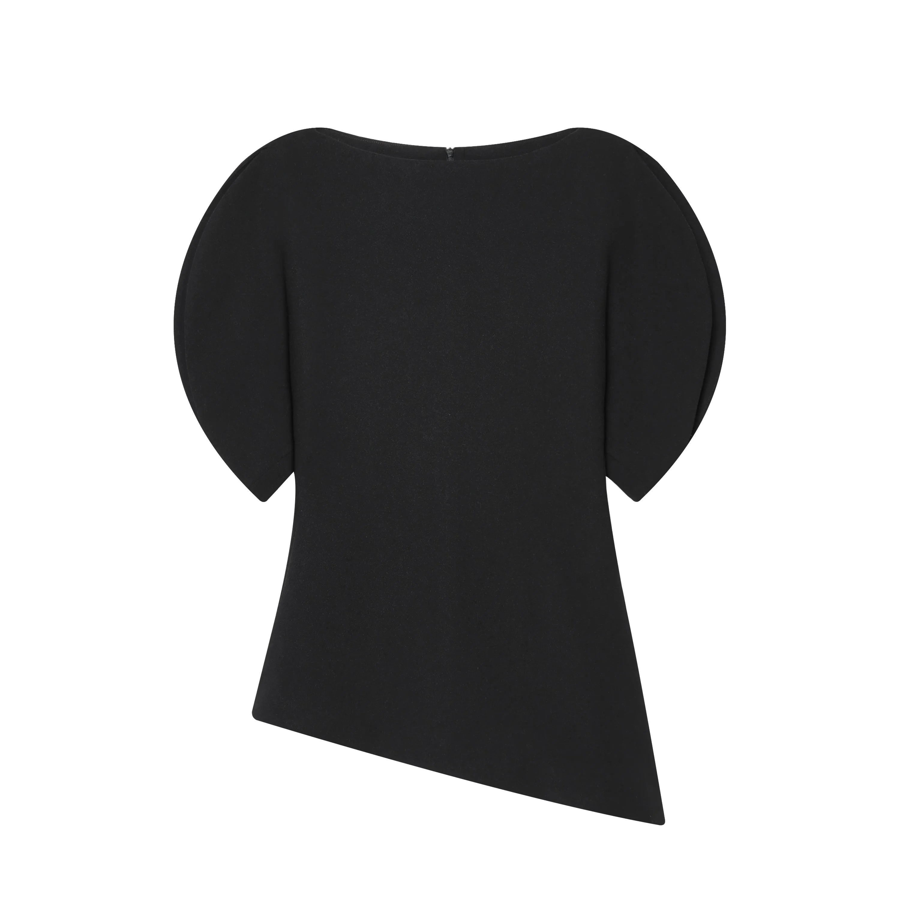 Blouse Noire Vintage Femme – Manches Bouffantes Courtes & Ourlet Asymétrique | Chic Tendance Printemps 2026
