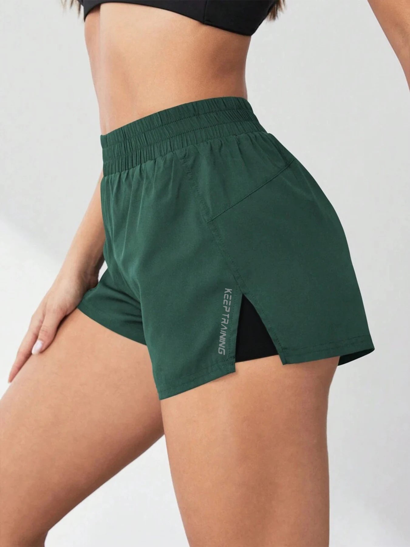 Kurze Yoga-Shorts 2-in-1 Anti-Exposition für Damen - Laufen, Fitness, Tennis & Freizeit