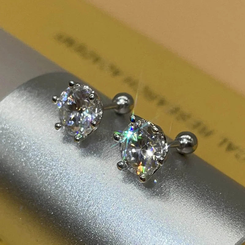 Puces Moissanite Vis Argent 925 Couleur D 6 Griffes – Éclat Diamant Éblouissant | Bijou Mariage & Fine Jewelry Femme | Cadeau Luxe