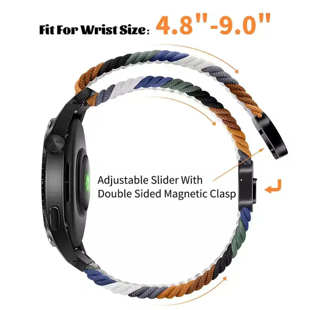 Bracelet Nylon Tressé Magnétique Suunto 20mm & 22mm – Compatible Ocean, Vertical, Race S, 5, 9 Peak Pro DLC & 3 Fitness | Premium