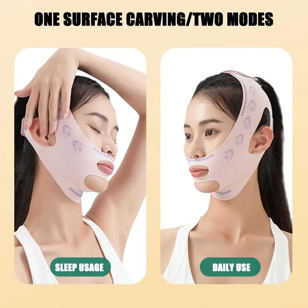 Bandage Lifting Visage V-Line – Masque Affinant Menton & Joues Anti-Rides | Soin Nuit Sculptant