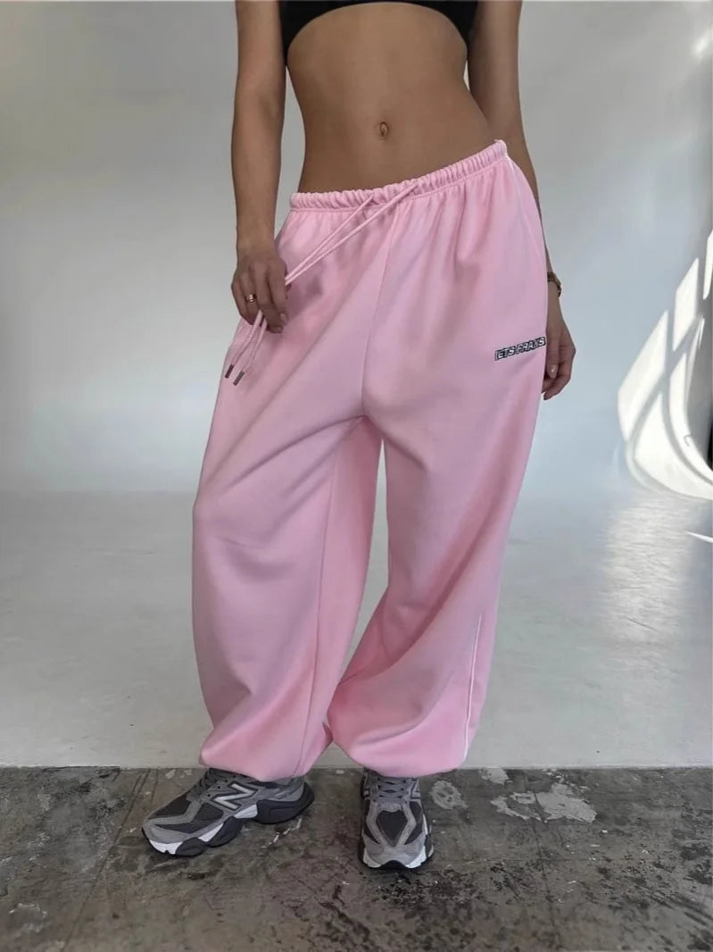 Pantalon Large Rayures Femme Retro Américain Baggy Jogger – Coupe Droite Casual Streetwear | Printemps Automne