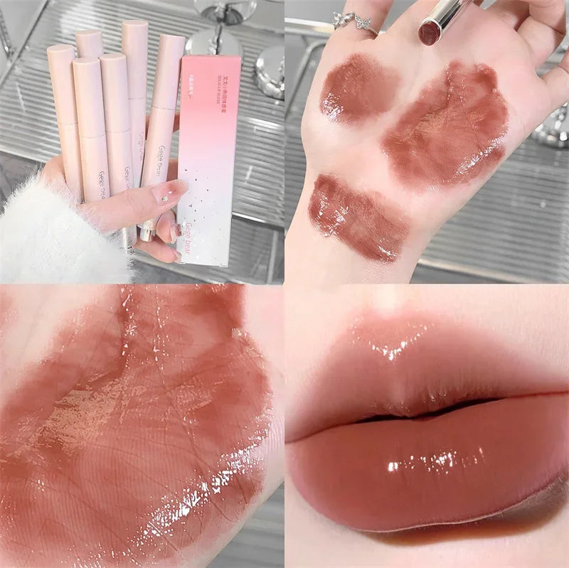 Gloss Jelly 6 Couleurs Miroir Hydratant – Rouge à Lèvres Solide Brillant Teinture Maquillage