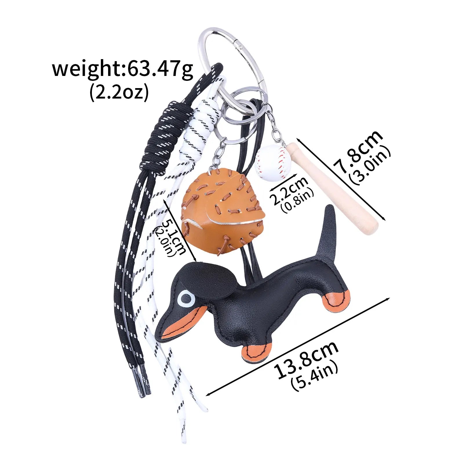 Porte-Clés Chien Saucisse Personnalisé – Pendentif Sac Corde Tressée Décoration Cadeau Mignon