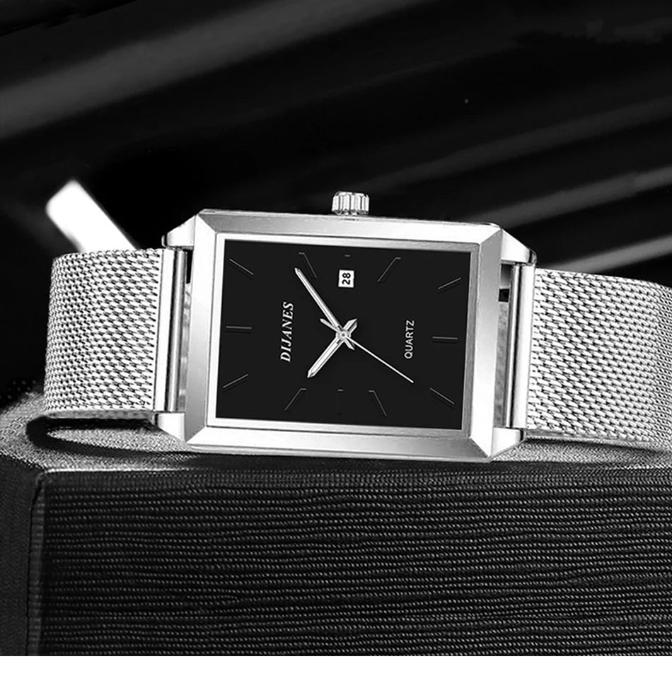 Herrenuhr Minimalistisch Ultra-Slim Quarz – Milanaise-Armband Business Casual Leicht