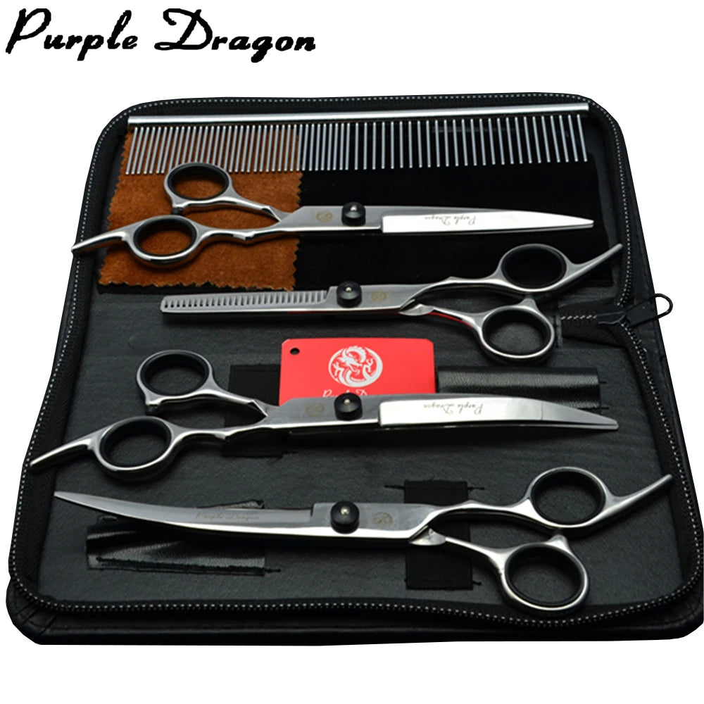 Ciseaux Toilettage Chien Inox Purple Dragon 15cm/18cm – Ciseaux Droits Effileurs Courbés Beauté Animaux | Toiletteur Professionnel