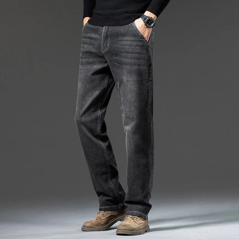 Jean Homme Loose Straight Leg Rétro Lavé Élastique Casual Toutes Saisons Polyvalent Confortable Intemporel Élégant – Jean Loose Premium Straight Leg Rétro | Mode Homme Denim Premium Polyvalent