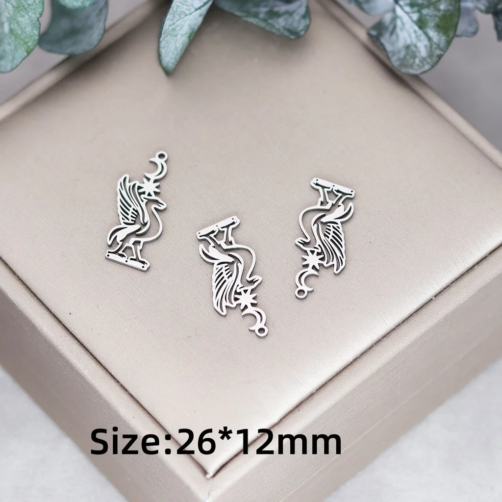 Lot 3 Breloques Animaux Acier Titane DIY – Renard, Lapin, Chat, Cygne, Dragon, Serpent & Plus | Pendentifs Bijoux Fait Main Bracelet & Collier