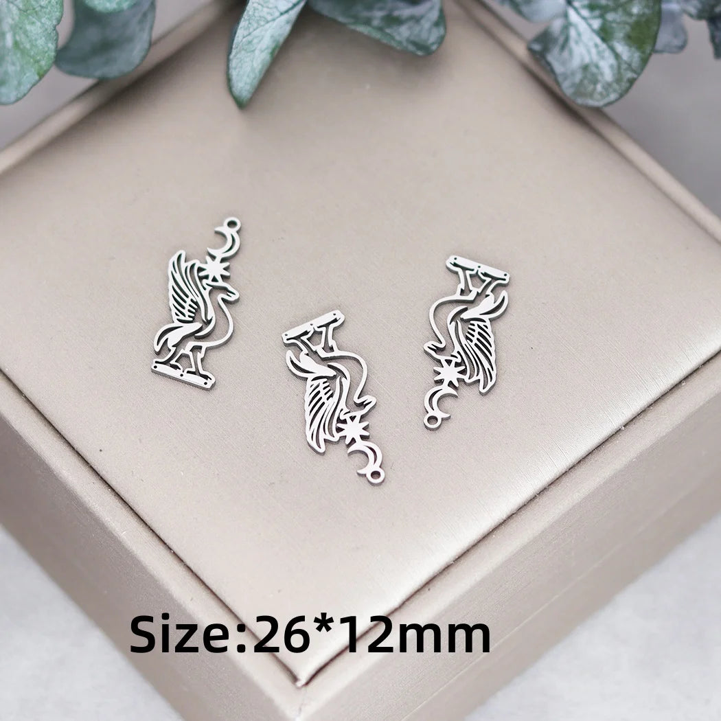 Lot 3 Breloques Animaux Acier Titane DIY – Renard, Lapin, Chat, Cygne, Dragon, Serpent & Plus | Pendentifs Bijoux Fait Main Bracelet & Collier