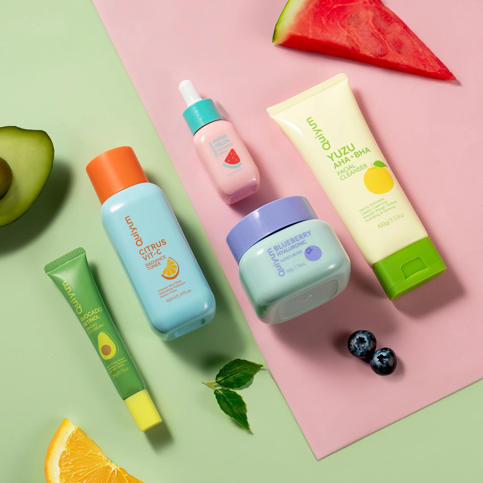 Coffret Soin Visage QUIYUM Fruit Fresh 5 Pièces - Éclat, Hydratation & Anti-Âge