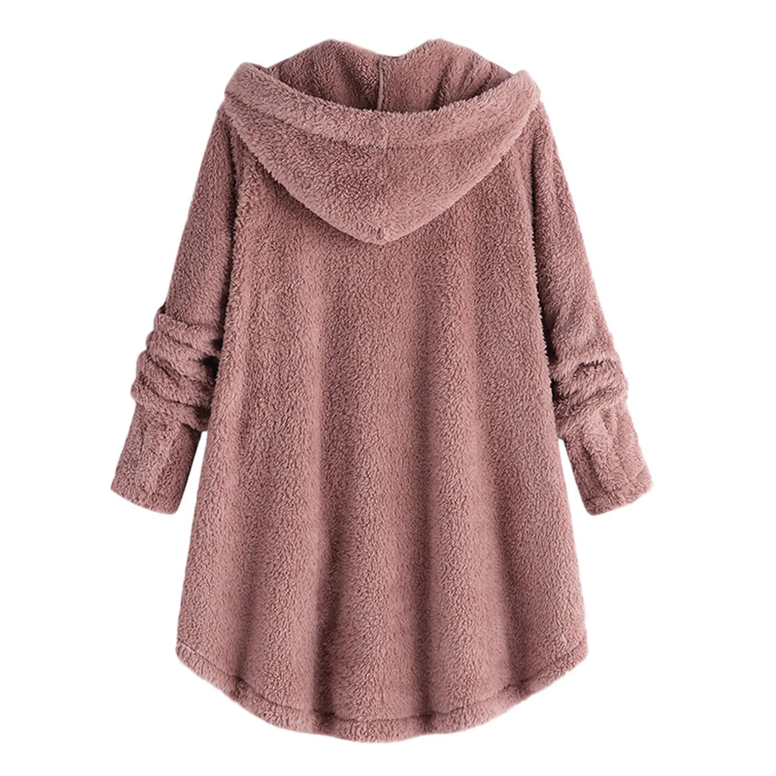 Damen Teddyfell-Mantel mit Kapuze – Warme Fleece-Jacke Unifarben | Herbst Winter Trend