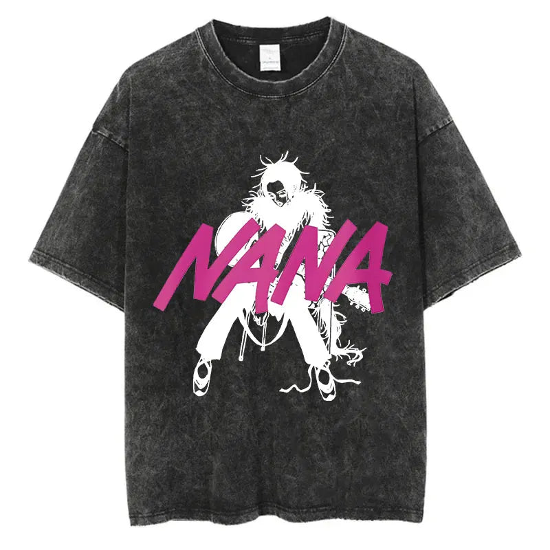 T-Shirt Anime Nana Osaki Imprimé Vintage Washed Harajuku Streetwear Graphique Été Manches Courtes Coton Unisexe – Tee Manga Japonais Tendance | Mode Streetwear Anime Premium