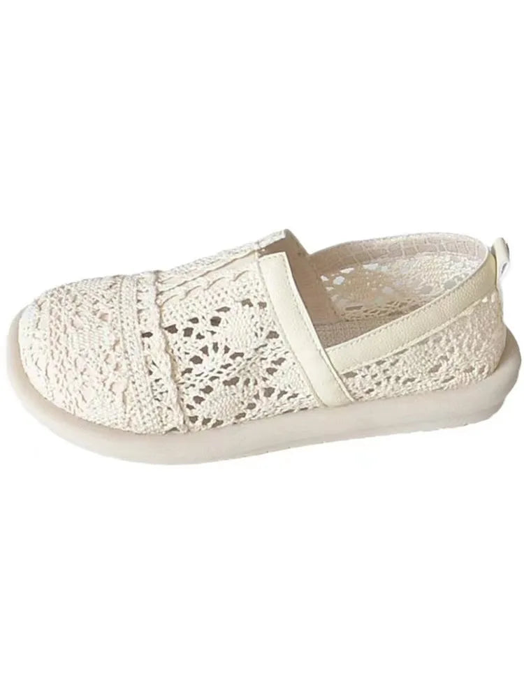 Chaussures Mesh Hollow Respirantes Retro Plates Femme – Sandales Littéraires Été 2023