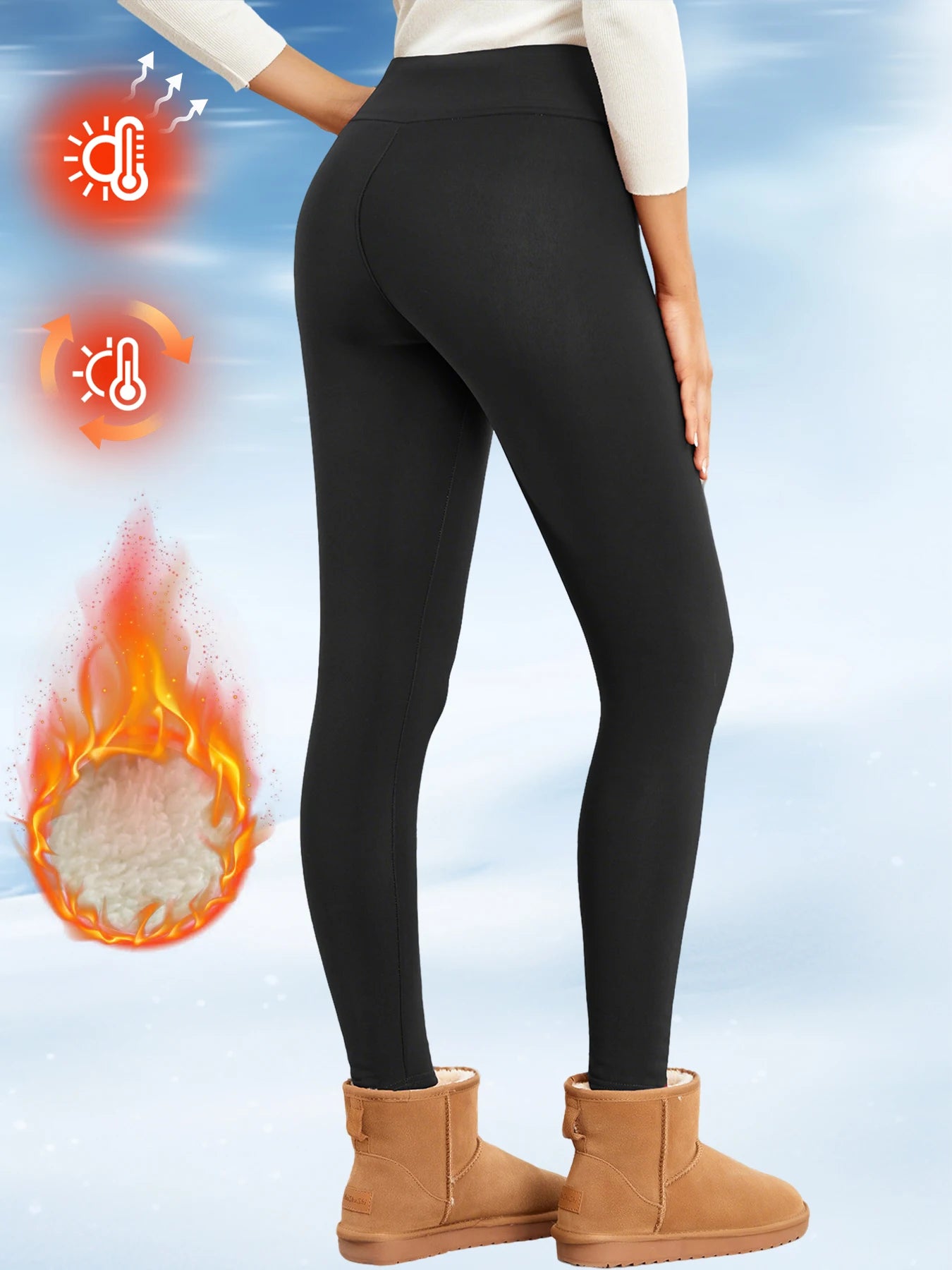 Damen High Waist Flare Leggings mit Fleecefutter – Warme, figurformende Thermostrumpfhose | Winter Komfort