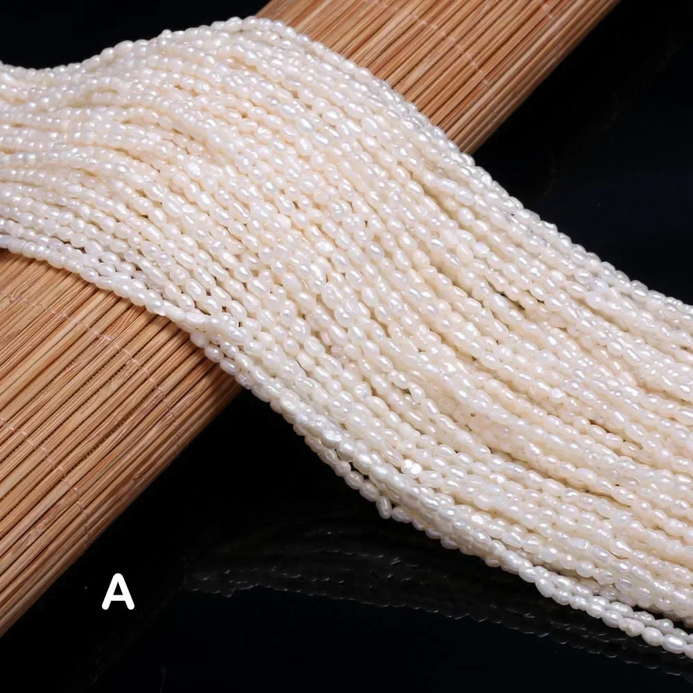 Perles Nacrées Naturelles d'Eau Douce Forme Riz Percées – Perles Vrac DIY | Collier, Bracelet & Bijoux Fait Main | Qualité Premium