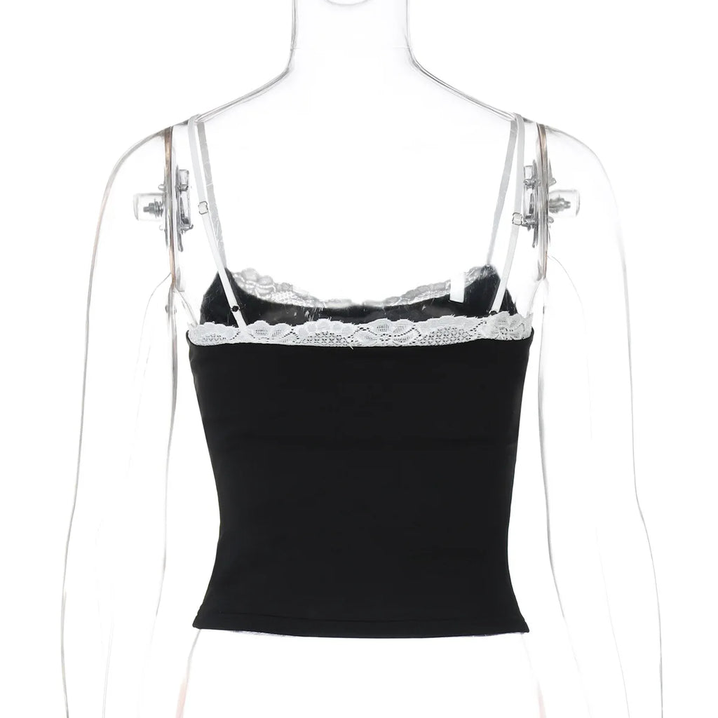 Crop Top Camisole Dentelle Dos Nu Femme – Sans Manches Style Coquette | Streetwear Été Club