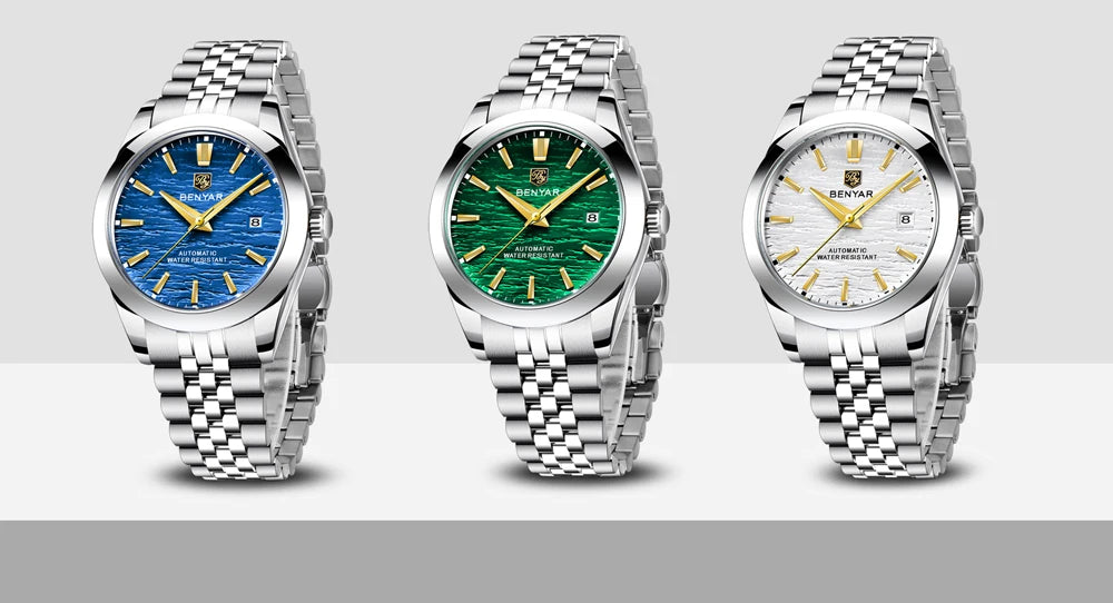 Montre Homme Luxe BENYAR Mécanique Automatique Acier – Étanche Sport Top Brand