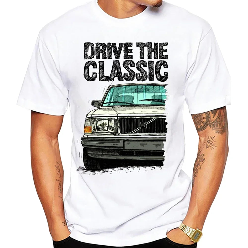 T-Shirt Homme Rétro Voiture Classic 240 Turbo Années 90 – Manches Courtes Hip Hop Casual Été | Streetwear Vintage Auto