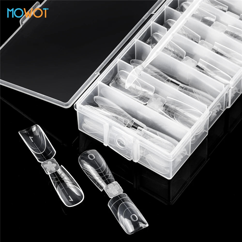 MOWOT Nail Dual Forms 75pcs Coffin Acrylic – Moules Gel Poly 15 Tailles Extension French