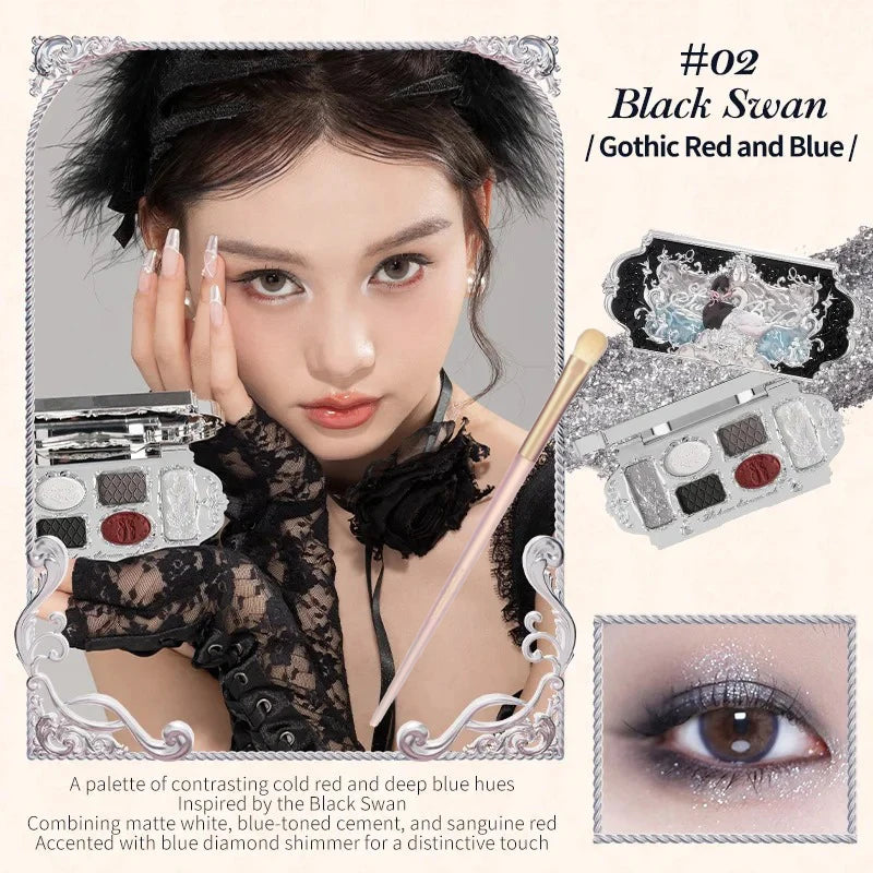 Palette Fards à Paupières Flower Knows Swan Ballet – 6 Teintes Mat, Shimmer & Nacré | Glitter