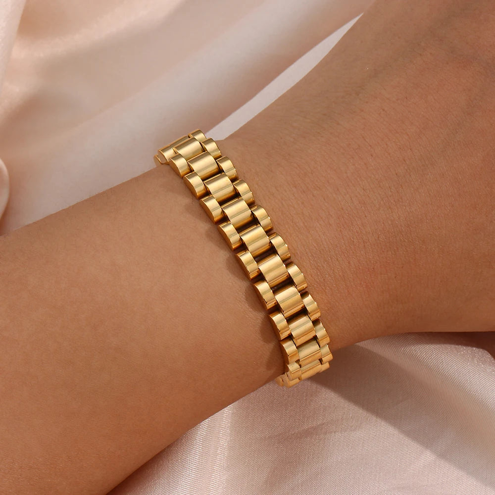 Bracelet Cuban Chain Plaqué Or 18k Acier Inoxydable 316L E.B.belle – Style Minimaliste Streetwear Unisexe | Bijou Homme & Femme Tendance & Anti-Ternissement