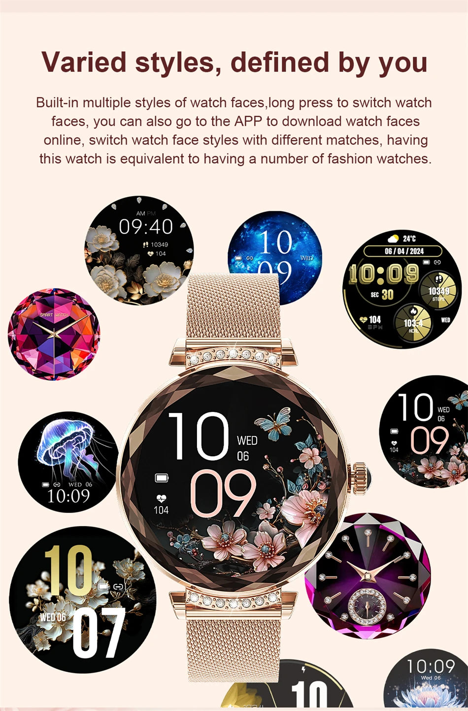 Montre Connectée Femme LIGE NX7 Pro – Écran AMOLED | Appels Bluetooth, Suivi Santé & Sport | Smartwatch Fashion Luxe