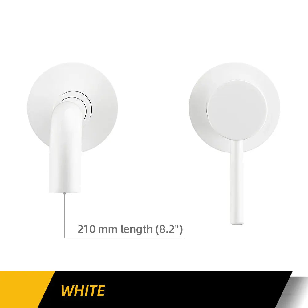 Robinet Lavabo Mural Noir Mat Mono-Commande – Bec 150/210/260mm au Choix | Mitigeur Encastré Salle de Bain