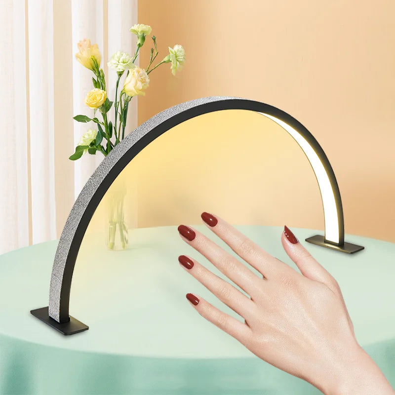 Lampe Annulaire LED Demi-Lune Bureau – Luminosité Réglable Salon Cils Tatouage Ongles | Lampe Maquillage Professionnel