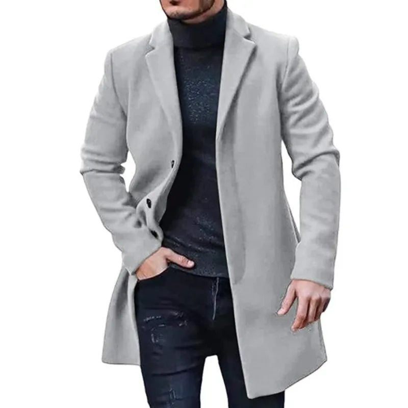 Veste Homme Streetwear Laine Col Reversé Couleur Unie Casual Élégante Boutonnage Simple Printemps Hiver Tendance – Manteau Casual Chic Urban Premium | Mode Homme Streetwear Premium