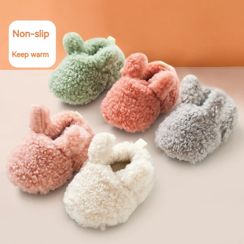 Chaussons Bébé Hiver Unisexe – Bottines Douces Cachemire Agneau Antidérapantes Chauds Nouveau-Né Toddler