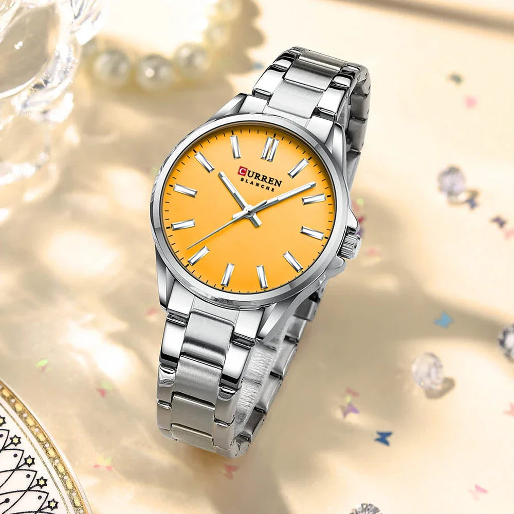 Montre Femme CURREN Fashion Casual Quartz – Acier Inoxydable Cadran Rond Simple Élégante