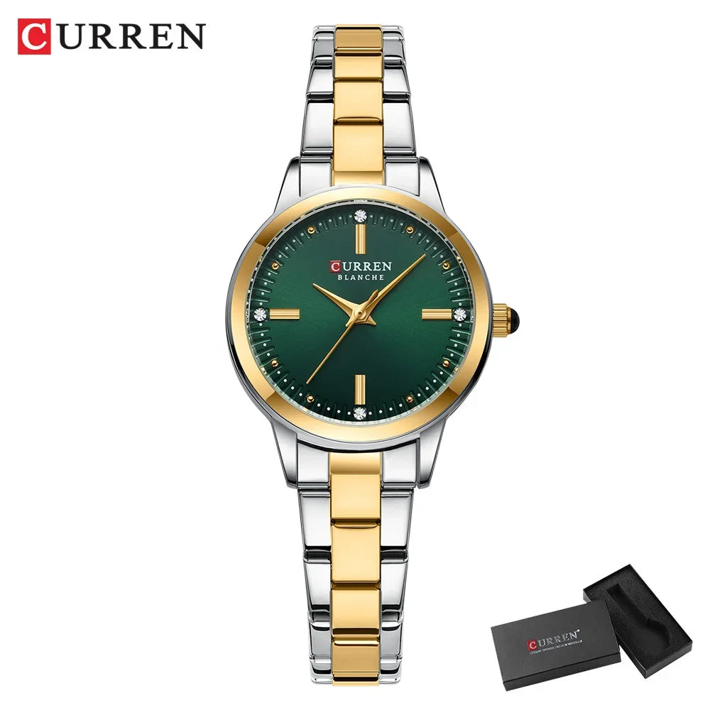 Montre Femme Luxe CURREN Dorée Quartz Acier Inoxydable – Étanche Élégante Minimaliste