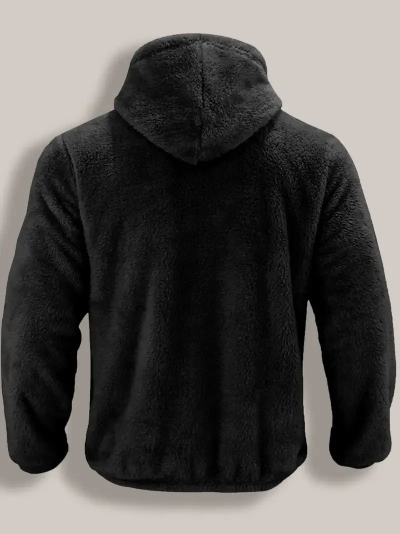 Herren-Sweatshirt mit Reißverschluss, dicker, warmer Kapuzenpullover aus Korallenfleece für Herbst und Winter, bequem, weich | Premium Fleece Hoodie