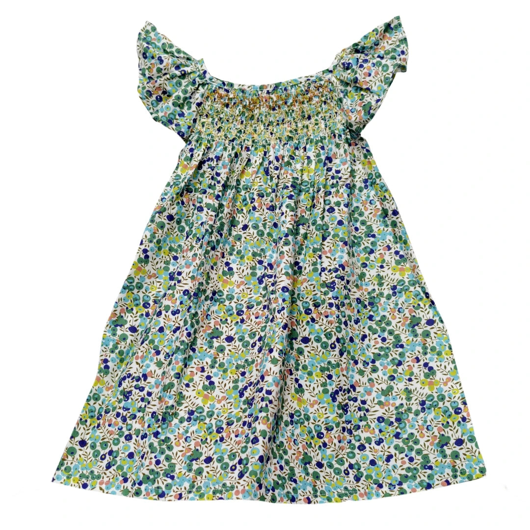 Robe Été Fille Fleurie Smockée Manches Volantes – Tenue Quotidienne Adorable 1-6 Ans