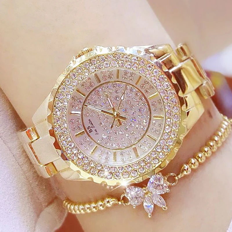 Montre Femme Or Bracelet Dress Luxe 2025 – Acier Complet Élégante Fashion Top Brand