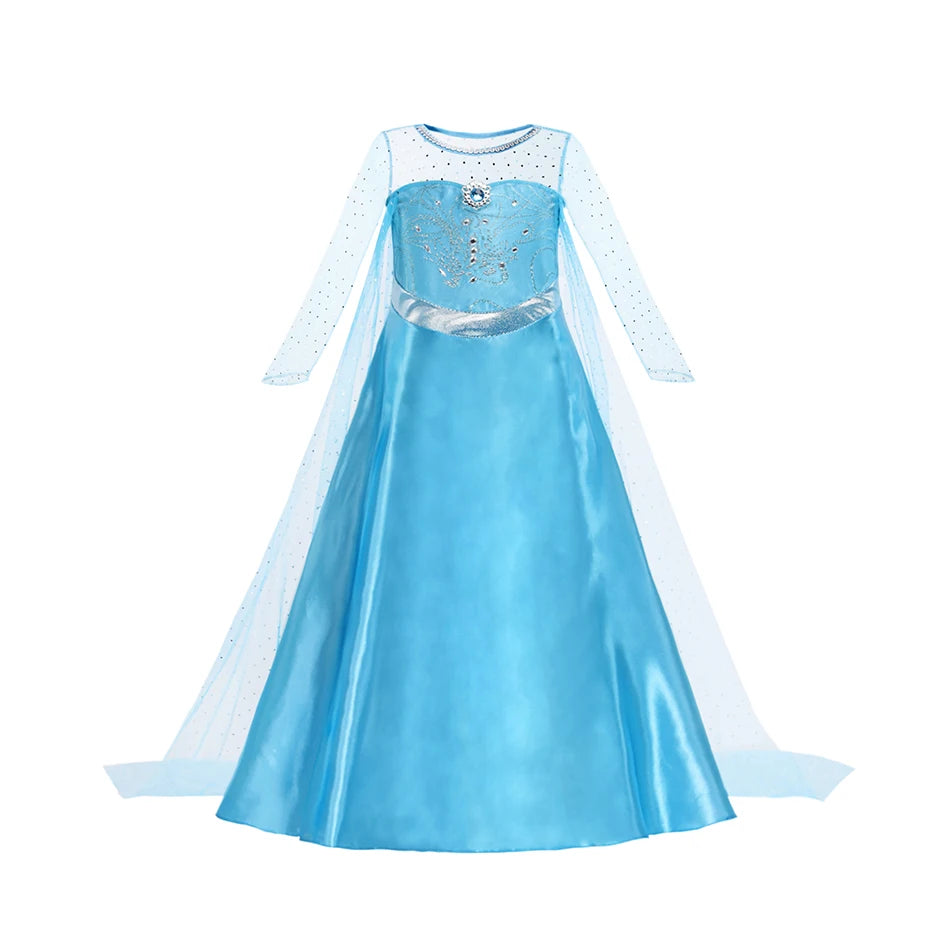 Robe Princesse Fille Déguisement Elsa Anna Ariel – Costume Carnaval Halloween Fête Cosplay Enfant
