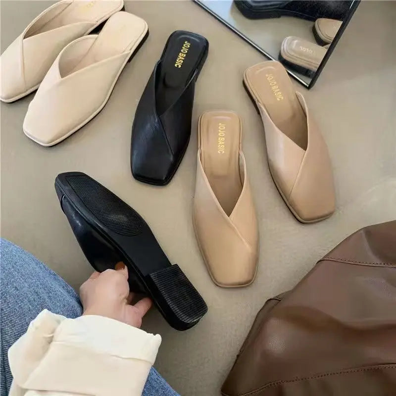 Mules Designer Miroir Luxe Plate Femme 2025 – Sandales Cuir Intérieur Maison Fashion
