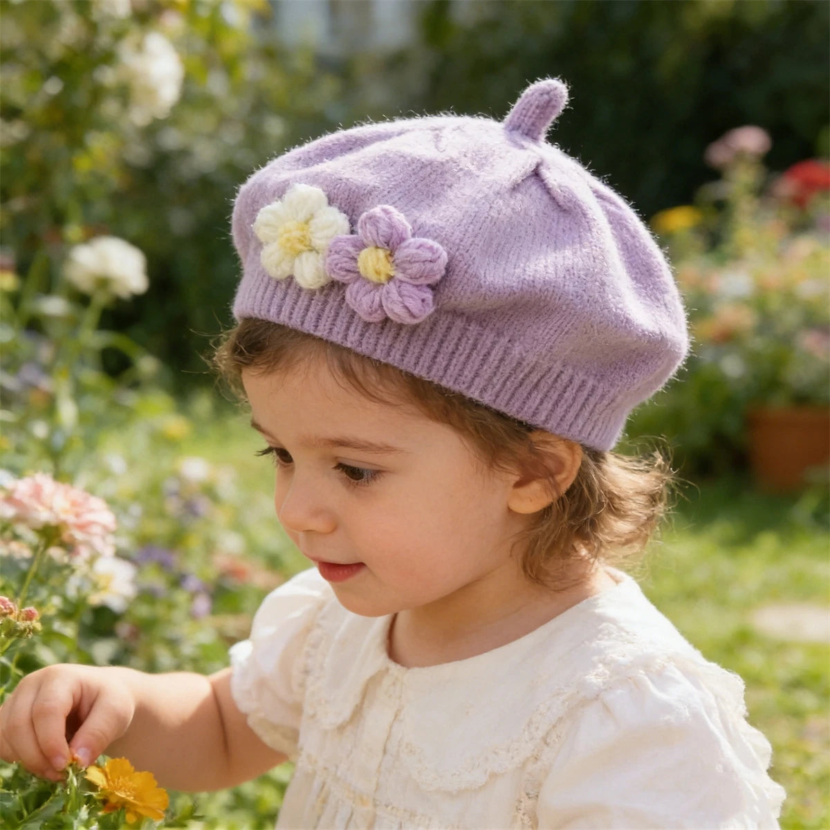 Béret Tricoté Enfant Couleur Unie – Bonnet Peintre Chaud Automne Hiver Fille Garçon Tendance