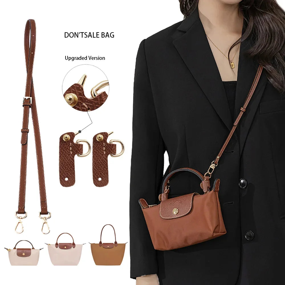 Bandoulière Remplacement Cuir Véritable – Sangle Sac Crossbody Compatible Longchamp Sans Perforation